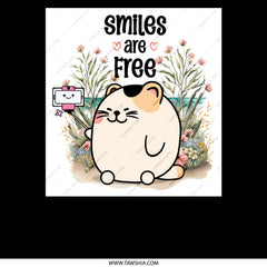 Smiles Are Free Cute Cat Selfie Art Print product