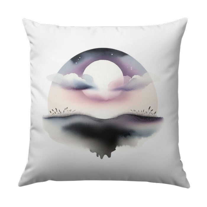 Moonscape Pillow, Watercolor Painting, Night Sky Art, Celestial Design, Dreamy Decor, Home Accent, Soft Cushion, Unique Gift Idea - Tawshia