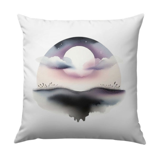 Moonscape Pillow, Watercolor Painting, Night Sky Art, Celestial Design, Dreamy Decor, Home Accent, Soft Cushion, Unique Gift Idea - Tawshia