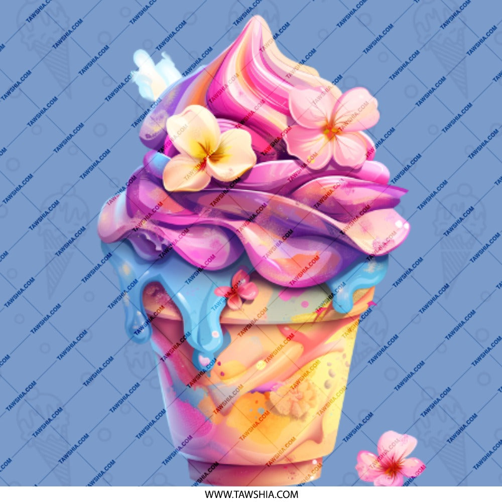 Ice Cream Pinback, Dessert Badge, Floral Flair, Summer Accessory, Cute Food Button, Yummy Treat, Colorful Pin, Collectible Pinback, Unique - Tawshia