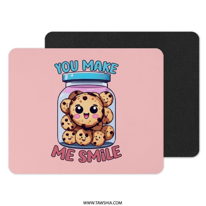 You Make Me Smile Mouse Pad, Cute Cookie Jar, Kawaii Desk Decor, Positive Vibes, Unique Office Gift, Smiling Cookies - Tawshia