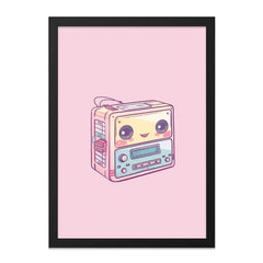 Cute Cassette Player Wall Art, Kawaii Decor Print, Pastel Pink Wall Decor, Retro 80s Music Gift, Aesthetic Room Decor, Music Lover Gift - Tawshia
