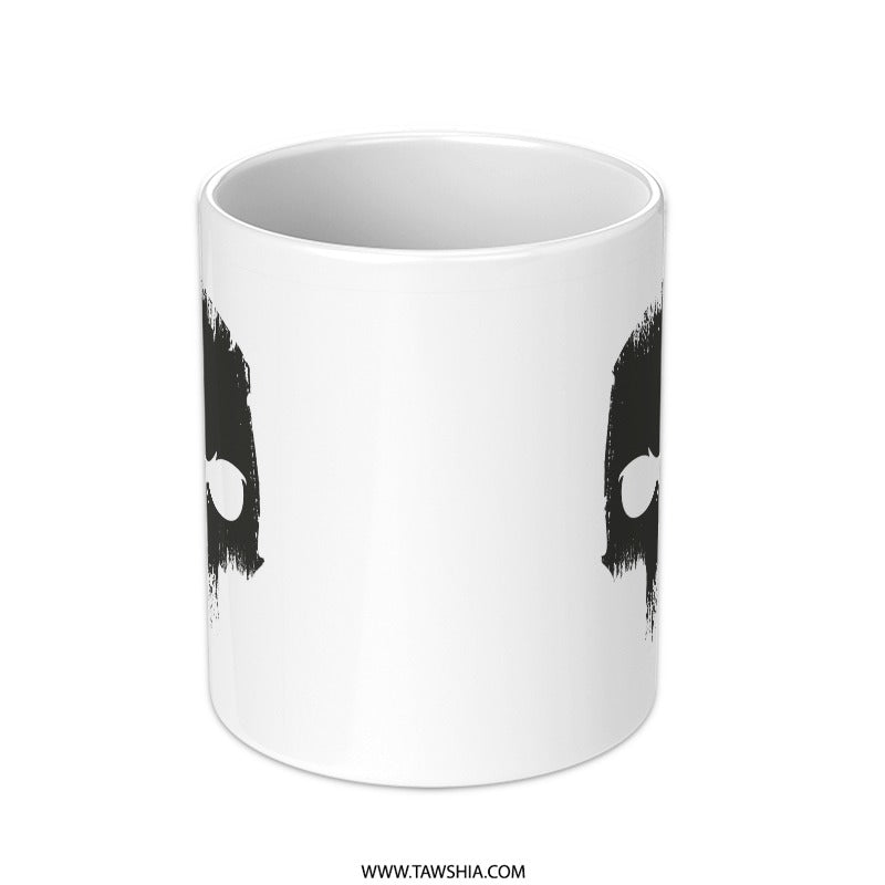 Stylish White Mug with Bold Black Eye Design product type