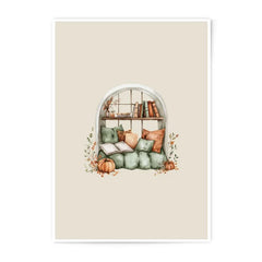 Cozy Autumn Window Photographic Prints, Fall Reading Nook Art, Pumpkin Decor, Cozy Home Art Prints, Fall Decor Prints, Bookworm Gift - Tawshia