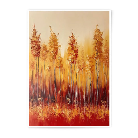 Autumn Forest Photographic Print, Golden Trees Art, Fall Colors Decor, Textured Painting Print, Landscape Photo Print, Wall Art - Tawshia