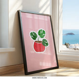 Monstera Plant Framed Art, Tropical Wall Decor, Potted Plant Art Print, Botanical Illustration, Modern Home Decor, Housewarming Gift - Tawshia