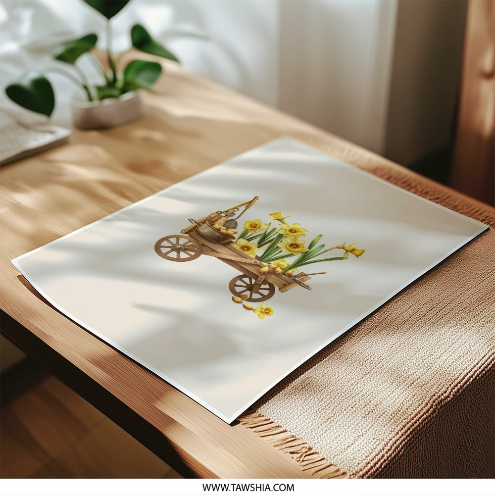 Daffodil Photographic Prints, Floral Art Print, Garden Cart Decor, Spring Flower Wall Art, Easter Gift, Home Decor - Tawshia