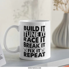 Build It Tune It Mug, Race Car Lover Gift, Mechanic Coffee Cup, Car Enthusiast Gift, Funny Car Mug, Car Guy Mug, Gift for Him - Tawshia