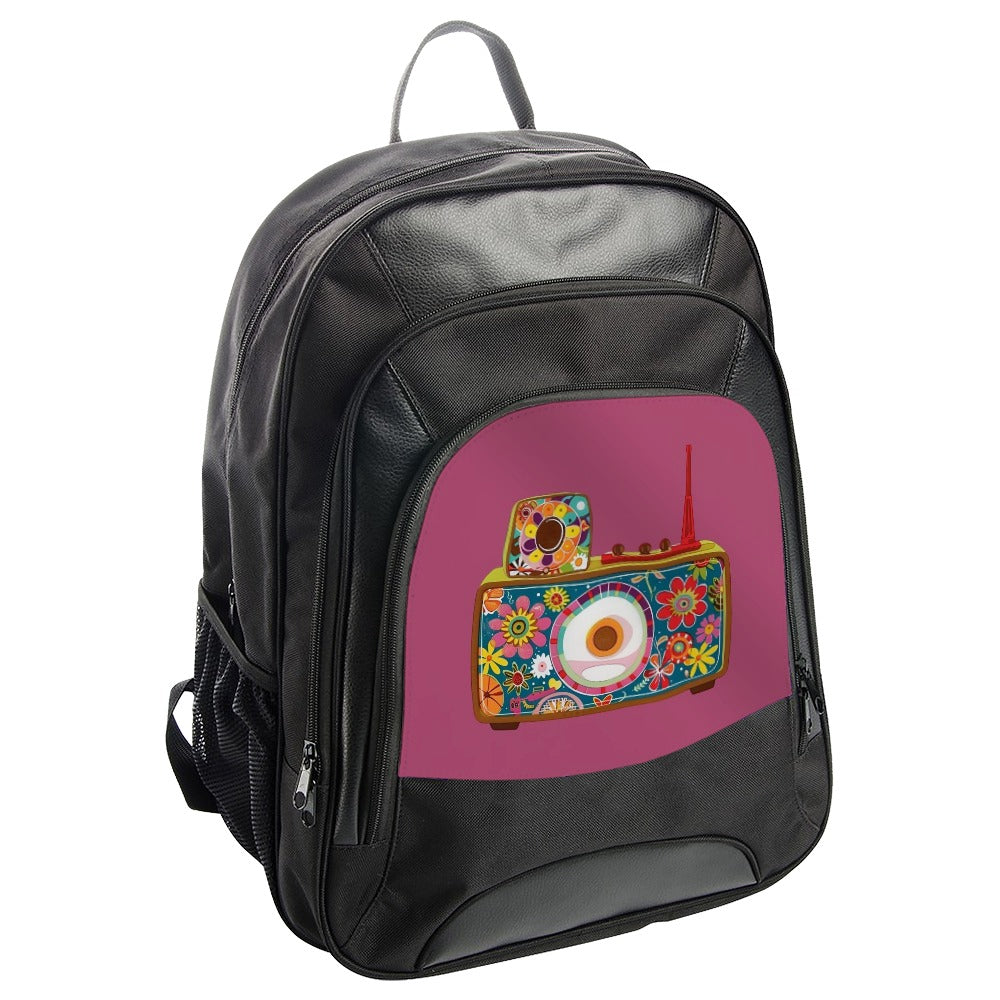 Retro Radio Backpack, Floral Pattern, Unique Design Backpack, Stylish Backpack, Casual Backpack, Gifts for Her, Backpack for Students - Tawshia