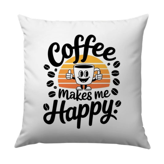 Coffee Makes Me Happy Pillow, Caffeine Lover Decor, Cute Coffee Mug Design, Home Decor, Gift For Coffee Addict, Trendy Throw Pillow - Tawshia