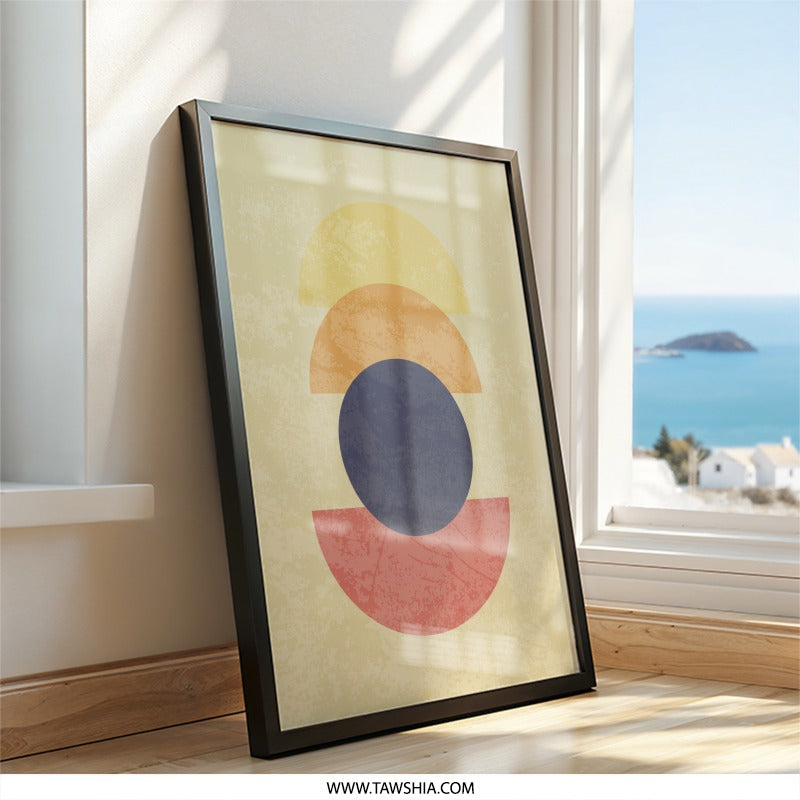 Modern Abstract Wall Art, Geometric Print Decor, Circle and Semi Circle Art Print, Contemporary Wall Decor, Minimalist Art, Home Decor - Tawshia
