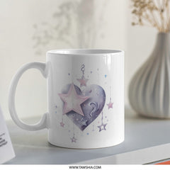 Star Heart Mug, Cute Mug, Dreamy Mug, Celestial Mug, Coffee Mug, Tea Mug, Stars Mug, Heart Mug, Unique Mug, Gift Mug - Tawshia