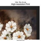 White Cosmos Wall Art, Floral Still Life Print, Blue and White Vase, Classic Flower Art, Elegant Home Decor, Timeless Artwork - Tawshia