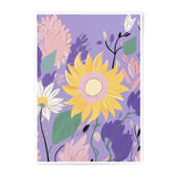 Floral Photographic Print, Sunflower Art Print, Botanical Wall Decor, Purple Flower Illustration, Modern Home Decor, Gift Idea, Nature - Tawshia