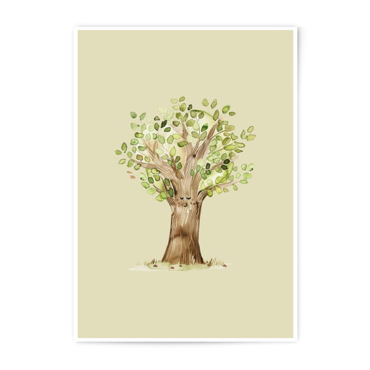 Sleeping Tree Photographic Print, Watercolor Tree Art, Kids Room Decor, Nature Inspired Artwork, Peaceful Wall Art - Tawshia