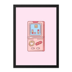 Retro Gaming Wall Art, Classic Handheld Console Print, Pink Tetris Game Poster, 80s Nostalgia Decor, Gamer Gift, Cute Kawaii Art - Tawshia