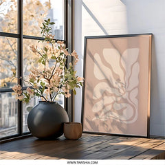 Beige Floral Wall Art, Abstract Flower Print, Neutral Home Decor, Modern Wall Decor, Botanical Art, Minimalist Wall Art, Living Room Art - Tawshia