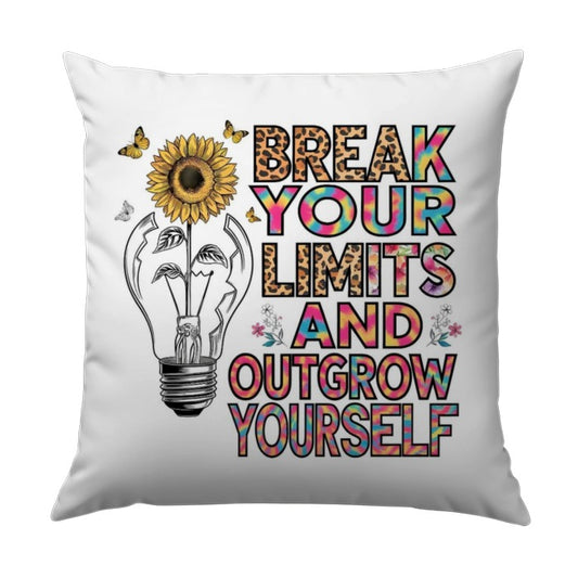 Break Your Limits Pillow, Sunflower Pillow, Butterflies Pillow, Decorative Throw Pillow, Inspirational Pillow, Growth Mindset Pillow - Tawshia