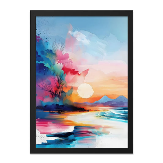 Abstract Sunset Wall Art, Watercolor Landscape Painting, Colorful Beach Print, Modern Home Decor, Trendy Wall Art, Popular Etsy Listing - Tawshia