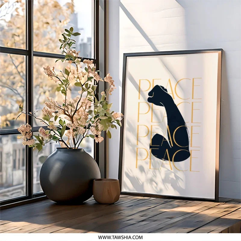 Peace Wall Art, Empowering Fist Print, Minimalist Decor, Protest Art, Inspirational Poster, Social Justice Artwork, Modern Home Decor - Tawshia