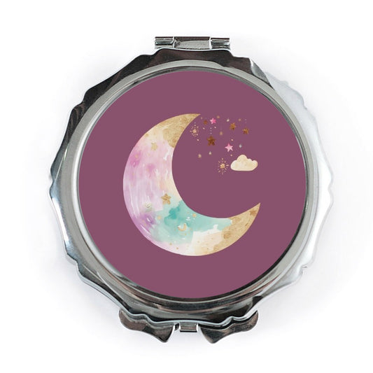 Moon Pocket Mirror, Stars Compact Mirror, Celestial Travel Mirror, Magical Purse Mirror, Night Sky Gift, Crescent Moon Gift for Her - Tawshia