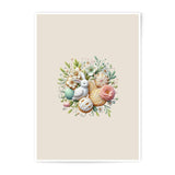 Easter Bunny Photographic Prints, Floral Spring Decor, Cute Rabbit Art, Easter Egg Art, Holiday Home Decor, Pastel Wall Art - Tawshia
