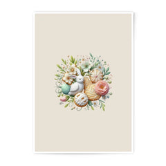 Easter Bunny Photographic Prints, Floral Spring Decor, Cute Rabbit Art, Easter Egg Art, Holiday Home Decor, Pastel Wall Art - Tawshia