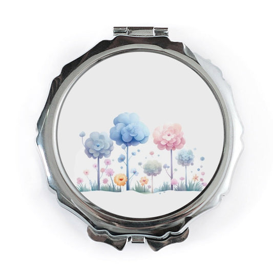 Floral Garden Pocket Mirror, Pastel Flower Mirror, Cute Compact Mirror, Gift for Her, Makeup Mirror, Travel Mirror, Round Mirror - Tawshia