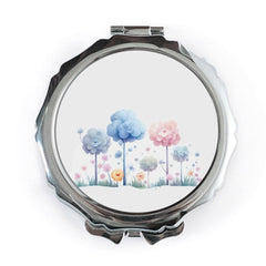 Floral Garden Pocket Mirror, Pastel Flower Mirror, Cute Compact Mirror, Gift for Her, Makeup Mirror, Travel Mirror, Round Mirror - Tawshia