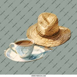 Coffee Cup Pinback Button, Straw Hat Art Button, Cafe Aesthetic Pin, Artistic Badge, Beverage Drink Pin, Hat Lover Gift, Unique Accessory - Tawshia