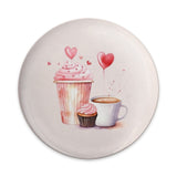 Cupcake Coffee Hearts Pinback Button, Valentines Day Badge, Cute Button, Foodie Button, Gift for Baker, Party Favor, Coffee Lover Gift - Tawshia