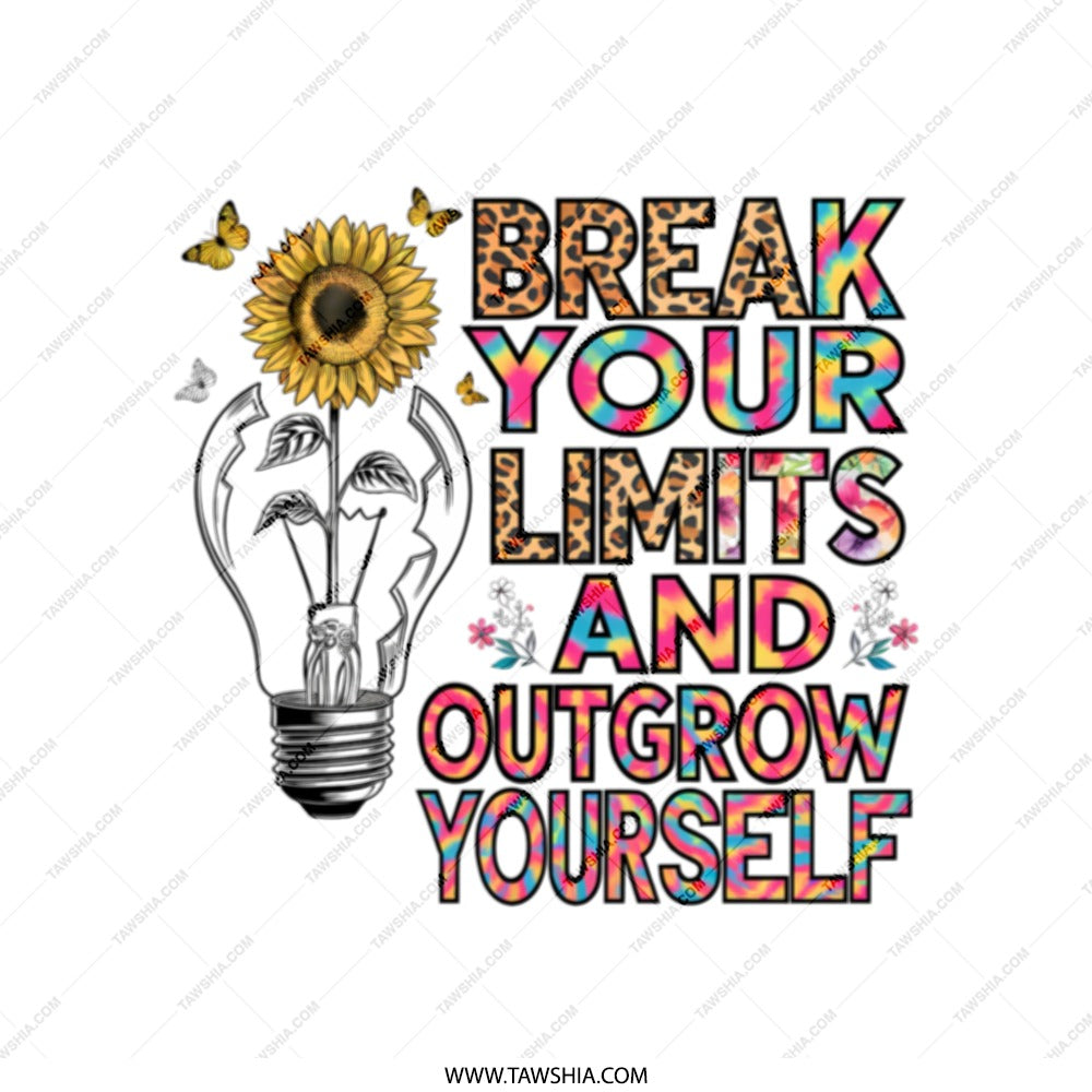 Break Your Limits Tote Bag, Sunflower Tote Bag, Inspirational Quote Bag, Outgrow Yourself, Motivational Tote, Butterfly Bag - Tawshia