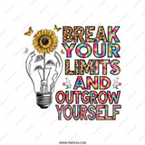 Break Your Limits Tote Bag, Sunflower Tote Bag, Inspirational Quote Bag, Outgrow Yourself, Motivational Tote, Butterfly Bag - Tawshia