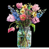 Floral Bouquet Pinback Button, Pink Tulips, Wildflowers, Mason Jar Flowers, Pretty Flower Button, Gift for Her, Cute Floral Pins - Tawshia