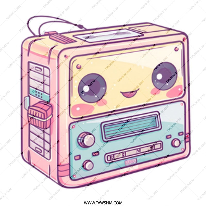 Kawaii Cassette Player Mug, Cute Retro 80s Mug, Pastel Aesthetic Mug, Unique Coffee Mug, Gift for Music Lover, Trendy Mug (138) - Tawshia