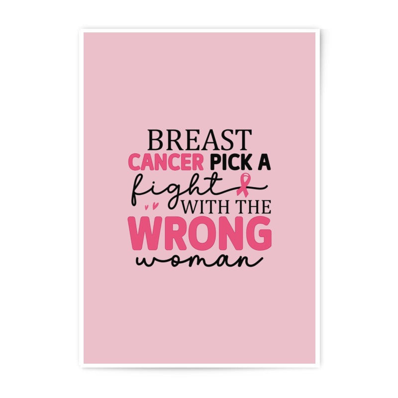 Breast Cancer Awareness Photographic Print, Pick A Fight, Inspirational Woman, Pink Ribbon, Gift for Survivor, Strong Woman Art - Tawshia