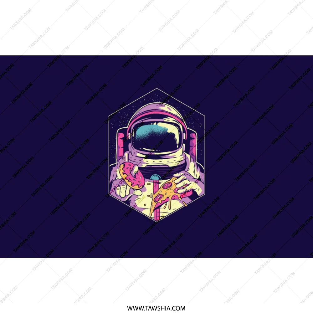 Space Astronaut Holding Pizza Graphic Print product type