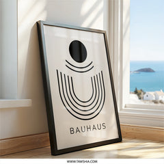 Bauhaus Wall Art, Modern Print, Geometric Art, Minimalist Decor, Black and Beige Poster, Home Office Decor, Living Room Art - Tawshia