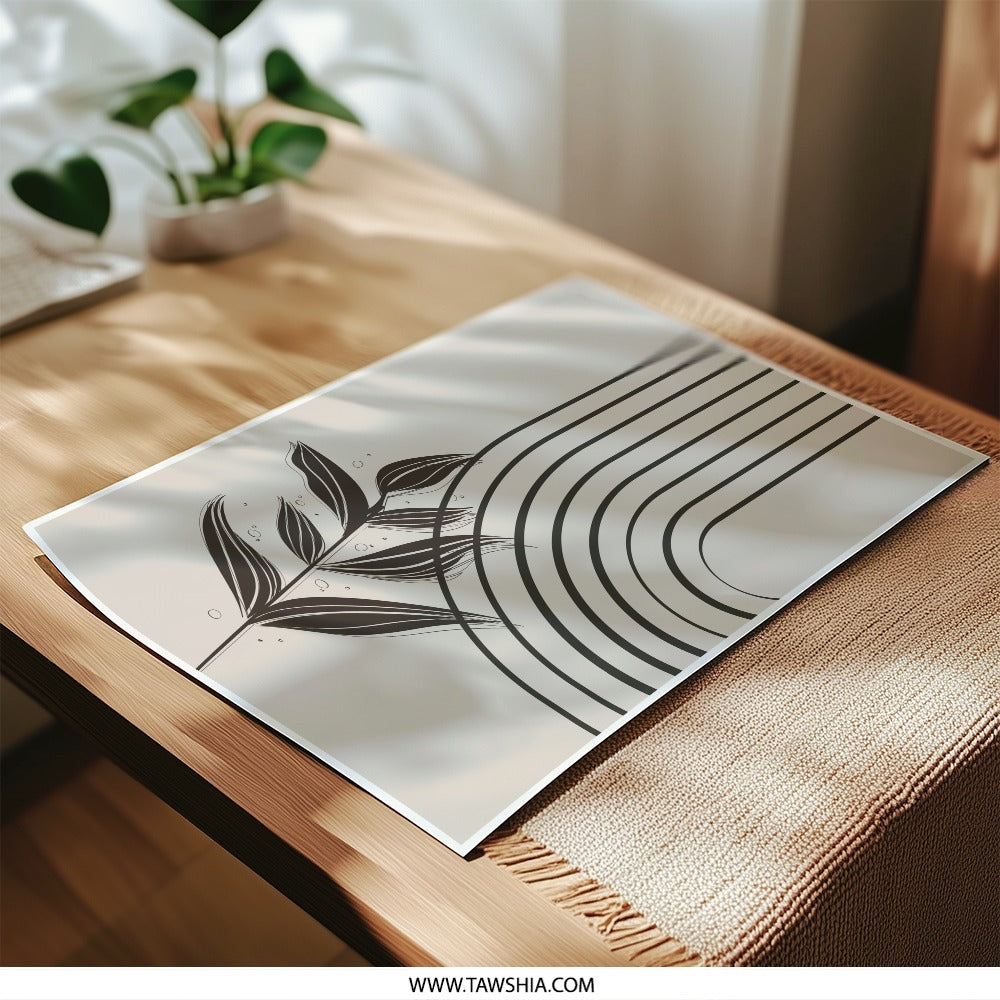 Minimalist Leaf Photographic Print, Neutral Tones Art, Modern Abstract Art, Botanical Print, Home Decor, Wall Art, Simple Design - Tawshia