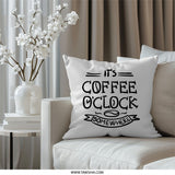 Coffee O Clock Pillow, Funny Coffee Lover Gift, Coffee Time Cushion, Decorative Pillow, Home Decor Pillow, Coffee Bean Pillow - Tawshia