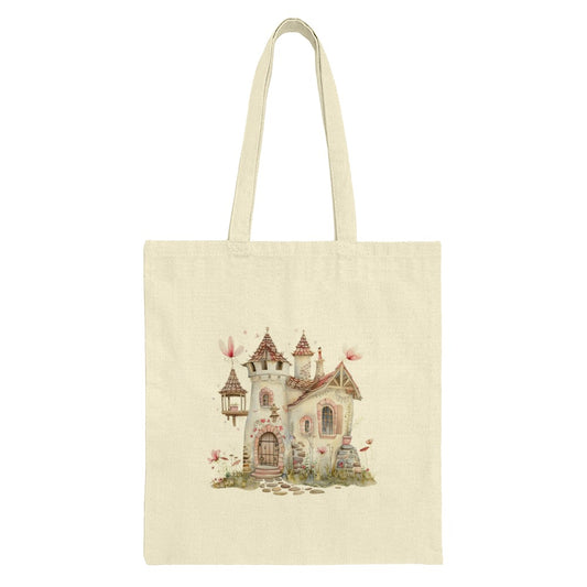 Fairy Tale Castle Tote Bag, Cute Cottagecore Bag, Whimsical House Art Tote, Enchanted Home Design, Book Lover Gift, Storybook Castle Gift - Tawshia