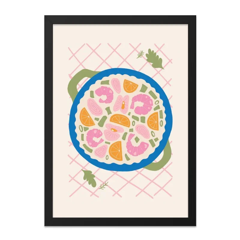 Seafood Salad Wall Art, Food Art Print, Kitchen Decor, Shrimp Citrus Bowl, Modern Wall Decor, Unique Wall Art, Home Decor, Dining Room Art - Tawshia