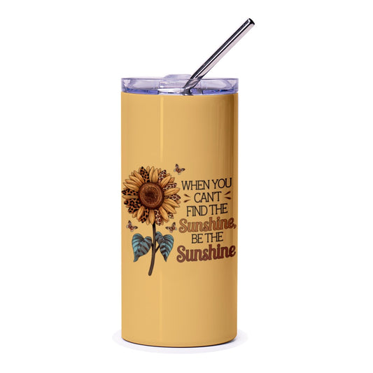 Sunflower Tumbler, Leopard Print Tumbler, Sunshine Quote, Motivational Gift, Gift for Her, Inspirational Tumbler, Floral Tumbler - Tawshia