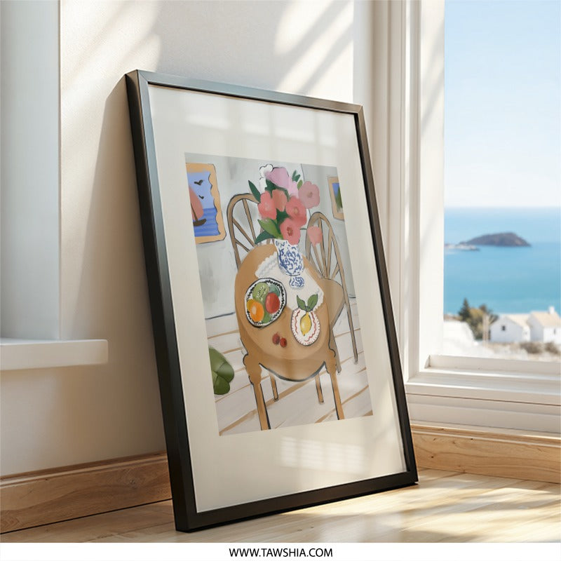 Still Life Wall Art, Flowers and Fruit Art Print, Home Decor, Floral Painting, Modern Art, Kitchen Art, Dining Room Wall Decor - Tawshia