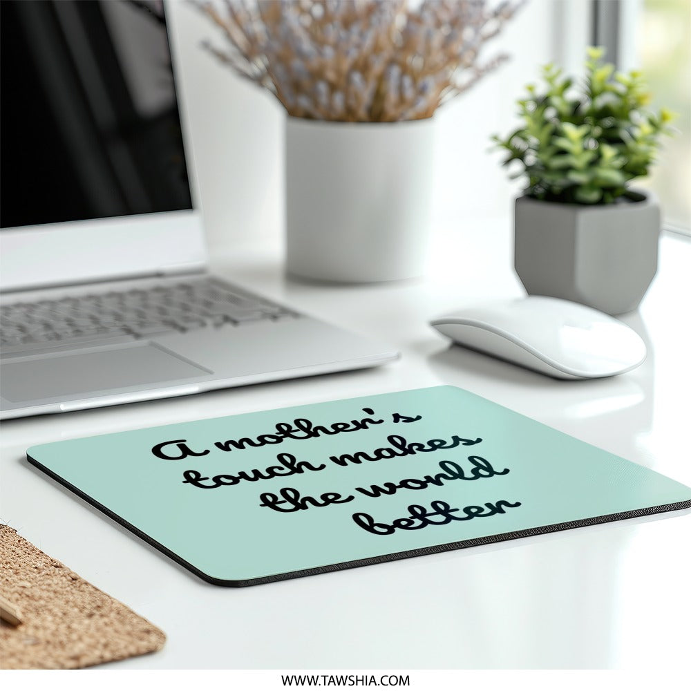 Mothers Touch Mouse Pad, Gift for Mom, Mothers Day Gift, Home Office Decor, Cute Office, Best Mom Ever, Desktop Accessory, Teal Mousepad - Tawshia