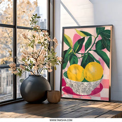 Lemon Still Life Wall Art, Citrus Art Print, Kitchen Decor, Fruit Artwork, Modern Home Decor, Bright Wall Decor, Botanical Art - Tawshia