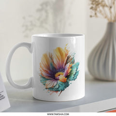 Floral Mug, Watercolor Flower Coffee Mug, Artistic Flower Gift Idea, Colorful Blossom Mug, Painterly Floral Mug, Beautiful Artistic Mug - Tawshia