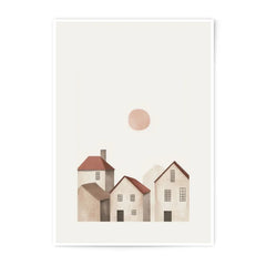Minimalist Houses Photographic Print, Sunset Art, Neutral Tone Wall Decor, Modern Home Art, Architectural Home Decor - Tawshia