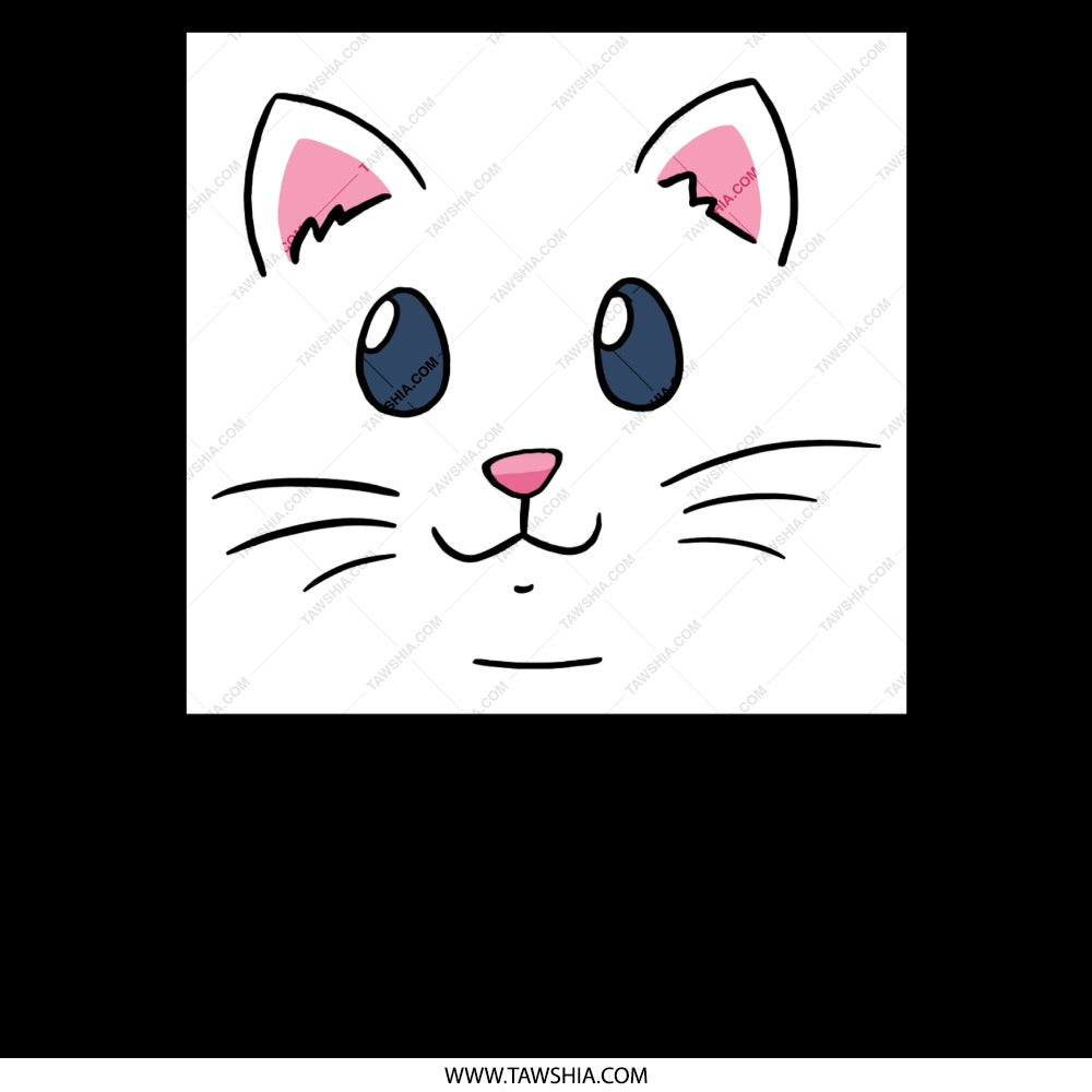 Adorable White Cat Face With Pink Ears Drawing product type