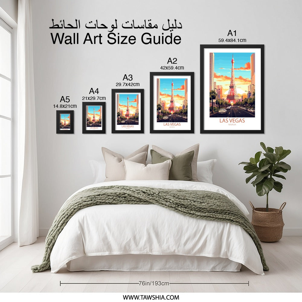 Las Vegas Nevada Wall Art, Eiffel Tower Print, Cityscape Poster, Travel Photography, Home Decor, Souvenir Art - Tawshia